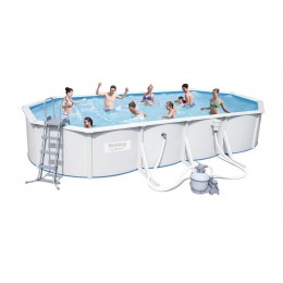Овальный морозоустойчивый бассейн Bestway 56369 610x360х120 см с песчаным фильтром и аксессуарами
