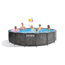 Каркасный круглый бассейн Intex Prism Frame Greywood 457x122 см с фильтром и аксессуарами, арт. 26742