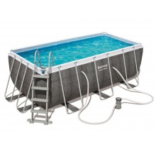 Каркасный прямоугольный бассейн Bestway Power Steel 412x201x122 см с фильтром и лестницей, арт. 56722