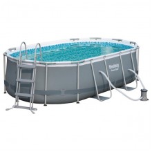 Каркасный овальный бассейн Bestway Power Steel 427x250x100 см с фильтром и лестницей, арт. 56620